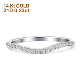 Diamant-Kontur gebogener Ehering, halbe Ewigkeit, 14 K Gold, 0,23 ct