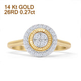 Cluster Round Halo 0.27ct Natural Diamond Ring 14K Gold