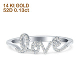 14K Gold Jewelry 0.13ct Heart Script Love Round Diamond Engagement Ring