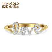 14K Goldschmuck 0,13ct Herz Script Love runder Diamant-Verlobungsring