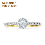 Halo Round Diamond Flower Ring 14K Gold 0.33ct