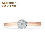 Diamond Cluster Ring Round Flower 14K Gold 0.17ct