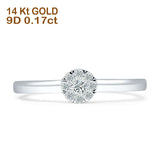 Diamant-Cluster-Ring, runde Blume, 14 K Gold, 0,17 ct