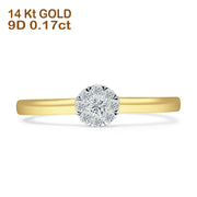 Diamant-Cluster-Ring, runde Blume, 14 K Gold, 0,17 ct
