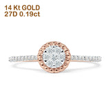 Diamant-Blumenring mit sieben Steinperlen, 14 Karat Gold, 0,19 ct