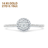 Diamant-Blumenring mit sieben Steinperlen, 14 Karat Gold, 0,19 ct