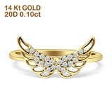 Butterfly Angel Wings Diamond Statement Ring 14K Gold 0.10ct