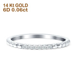 Half Eternity Beaded Diamond Wedding Ball Ring 14K Gold 0.06ct