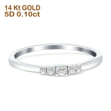 Minimalistischer, stapelbarer Ehering mit fünf runden Diamanten, 14 Karat Gold, 0,10 ct