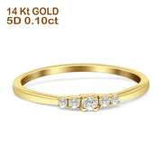 Minimalist Five Round Diamond Stackable Wedding Band 14K Gold 0.10ct