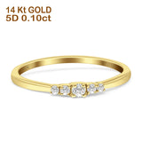 Minimalist Five Round Diamond Stackable Wedding Band 14K Gold 0.10ct