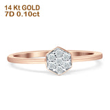 Sechseckiger Diamant-Ehering 14K Gold 0,10ct