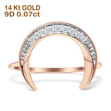 Diamant-Halbmond-Ring, rund, Statement, 14 K Gold, 0,07 ct