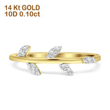 Statement-Ring mit Blattdiamant, 14 Karat Gold, 0,10 ct