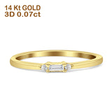 Stacking Baguette And Round Diamond Ring 14K Gold 0.07ct