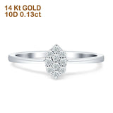 Diamant-Marquise-Ring-Cluster 14K Gold 0,13ct