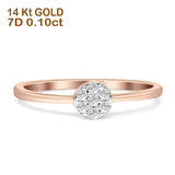 Minimalist Round Cluster Diamond Wedding Ring 14K Gold 0.10ct