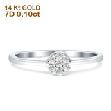 Minimalist Round Cluster Diamond Wedding Ring 14K Gold 0.10ct