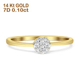 Minimalistischer runder Cluster-Diamant-Ehering, 14 K Gold, 0,10 ct