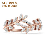 Diamant-Blatt-Ring-Statement-Band 14K Gold 0,26ct