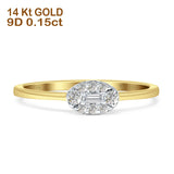 Ovaler Diamant-Halo-Ring, 14 K Gold, 0,15 ct