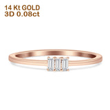 Three Stone Baguette Diamond Statement Ring 14K Gold 0.08ct