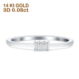 Statement-Ring mit drei Steinen und Baguette-Diamant, 14 Karat Gold, 0,08 ct