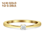 Solitaire Round Diamond Statement Ring 14K Gold 0.08ct