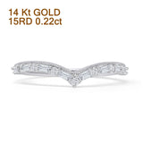 Curved Contour Chevron Ring Natural Baguette Diamond 14K Gold
