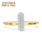 Diamond Line Bar Ring Statement 14K Gold 0.10ct