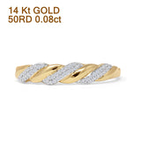 Half Eternity Twisted Rope Band Round Natural Diamond 14K Gold