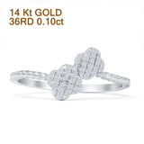 Four Leaf Clover Ring Natural Diamond Beaded Ring 14K Gold