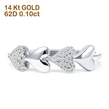 Sideways Heart Diamond Promise Ring 14K Gold 0.10ct