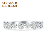 Diamond Flower Ring Half Eternity Stackable 14K Gold 0.31ct