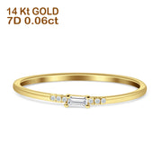 Baguette Diamond Ring Stackable Band 14K Gold 0.06ct