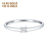 Diamond Solitaire Ring Princess Statement 14K Gold 0.08ct