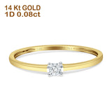 Diamond Solitaire Ring Princess Statement 14K Gold 0.08ct