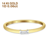 Diamond Solitaire Ring Baguette Statement 14K Gold 0.06ct