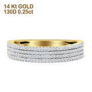 Diamond Stackable Ring Four Row Half Eternity 14K Gold 0.25ct