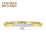 Diamond Baguette Ring Petite Statement 14K Gold 0.08ct