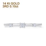 Drei-Stein-Ehering mit rundem Naturdiamant, 14 Karat Gold