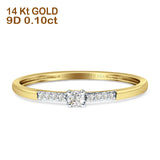 Minimalist Diamond Solitaire Ring Dainty 14K Gold 0.10ct