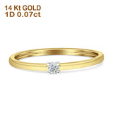 Minimalist Diamond Solitaire Ring 14K Gold 0.07ct