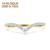 Midi V Chevron Diamond Ring Petite Pear 14K Gold 0.15ct