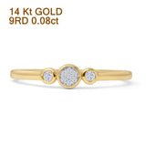 Three Circle Cluster Design Round Natural Diamond Ring 14K Gold