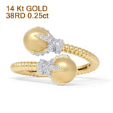 Wrap-Around-Diamantring-Ehering aus massivem 14-karätigem Gold