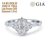 14K Gold Oval Vintage Akzent 8mmx6mm D VS2 GIA-zertifizierter 1,01ct Lab Grown CVD Diamant Verlobungs-Ehering