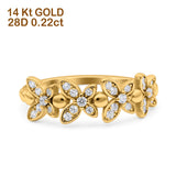 14 K Gold, 0,22 ct, rund, 7 mm G SI, halbe Ewigkeit, Blumendiamant, Verlobungsring, Ehering