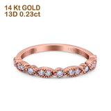 Verlobungs-/Ehering aus 14-karätigem Gold, 0,23 ct, rund, 2 mm, G SI, halbe Ewigkeit, mit Diamanten