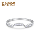 14K Gold 0.10ct Round 3mm G SI Art Deco Curved Diamond Eternity Bands Engagement Wedding Ring